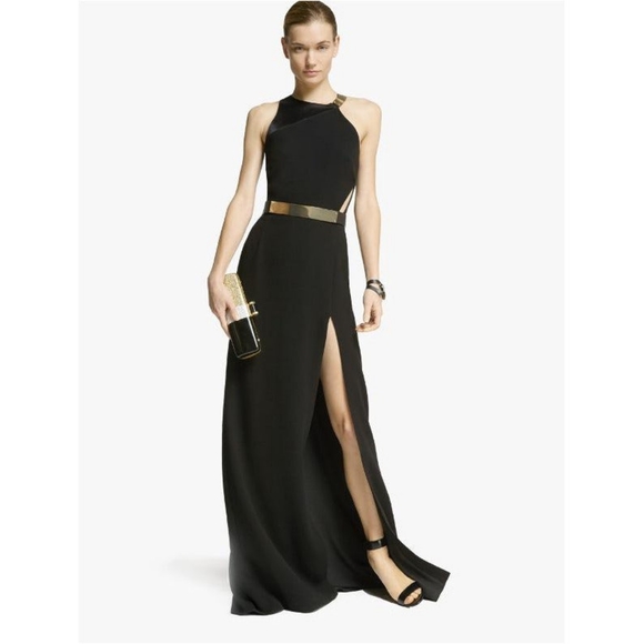 Halston Heritage | Metal Plate Crepe Gown - Picture 1 of 4